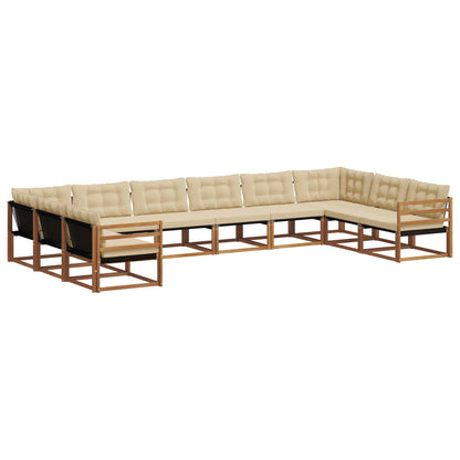 Set di divani da esterno con cuscino 10 pcs Naturale e Beige | homemem39