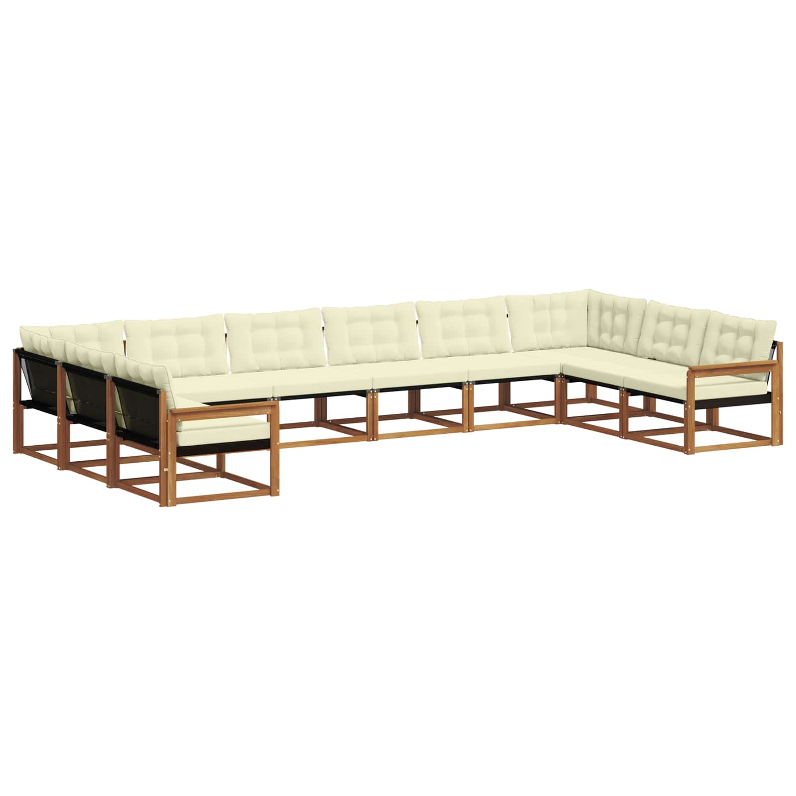Set di divani da esterno con cuscino 10 pcs Naturale e Crema | homemem39