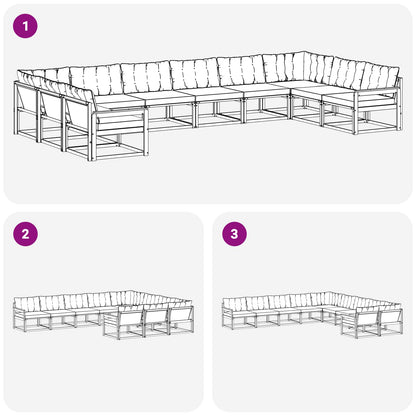Set di divani da esterno 10 pcs Grigio Naturale e Chiaro | homemem39