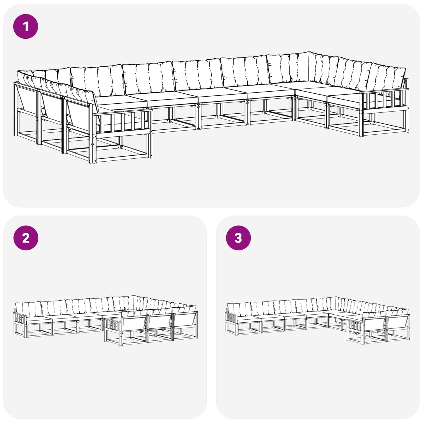 Set di divani da esterno 10 pcs Grigio Naturale e Chiaro | homemem39