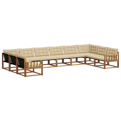 Set di divani da esterno con cuscino 10 pcs Naturale e Beige | homemem39