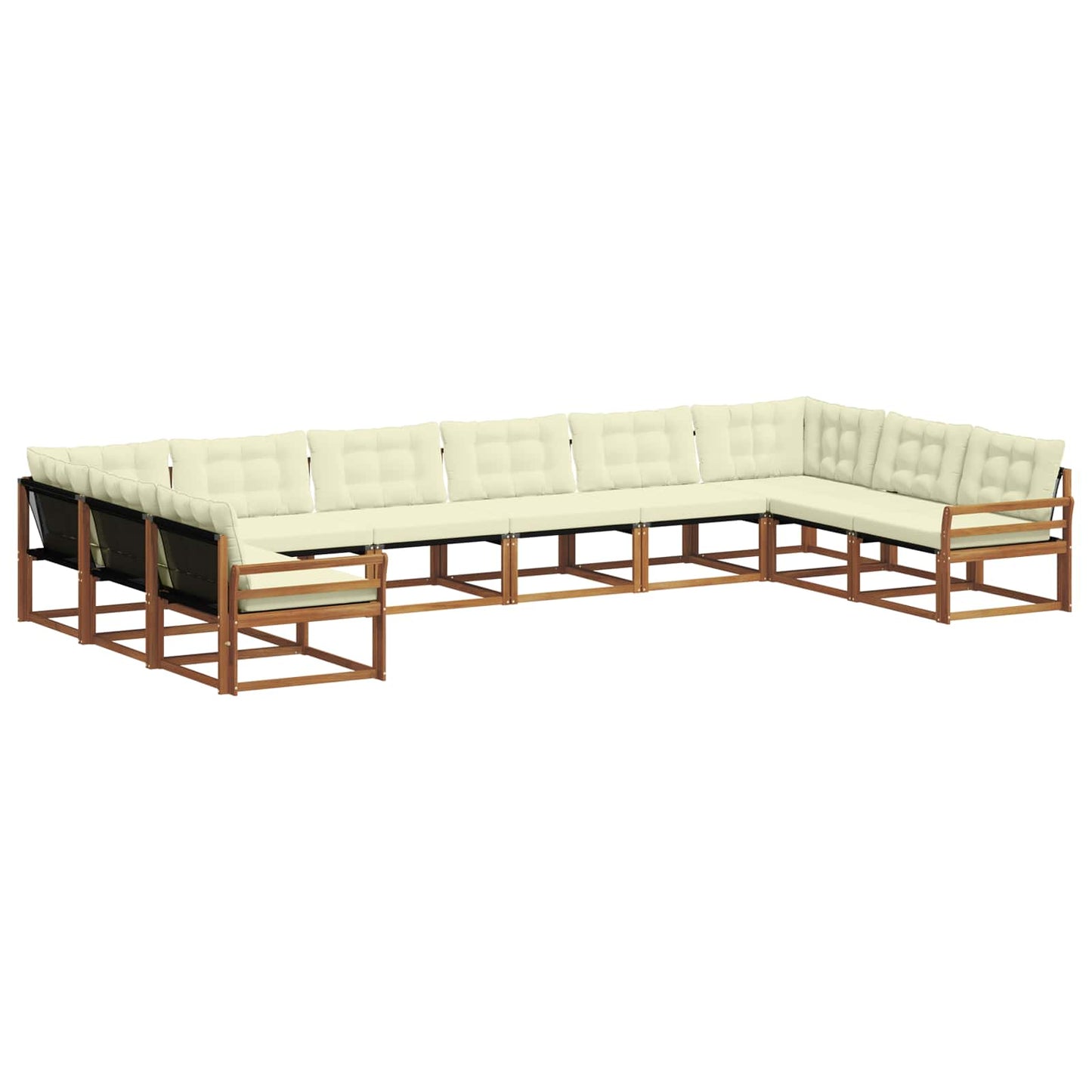 Set di divani da esterno con cuscino 10 pcs Naturale e Crema | homemem39