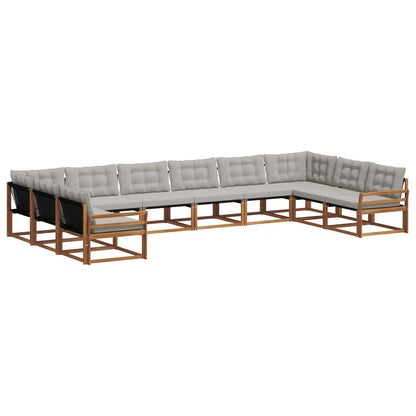 Set di divani da esterno 10 pcs Grigio Naturale e Chiaro | homemem39