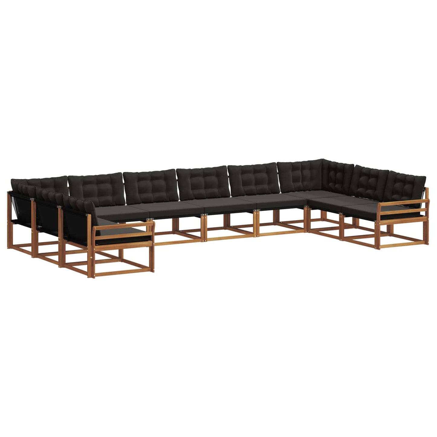 Set di divani da esterno con cuscino 10 pcs Naturale e Nero
