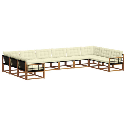 Set di divani da esterno con cuscino 10 pcs Naturale e Crema | homemem39