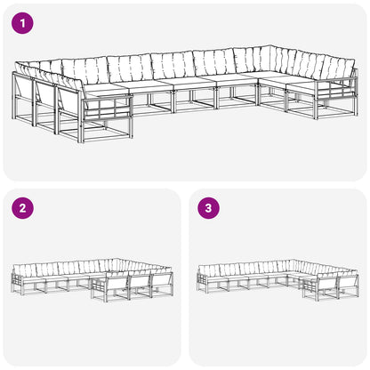 Set di divani da esterno 10 pcs Grigio Naturale e Chiaro | homemem39