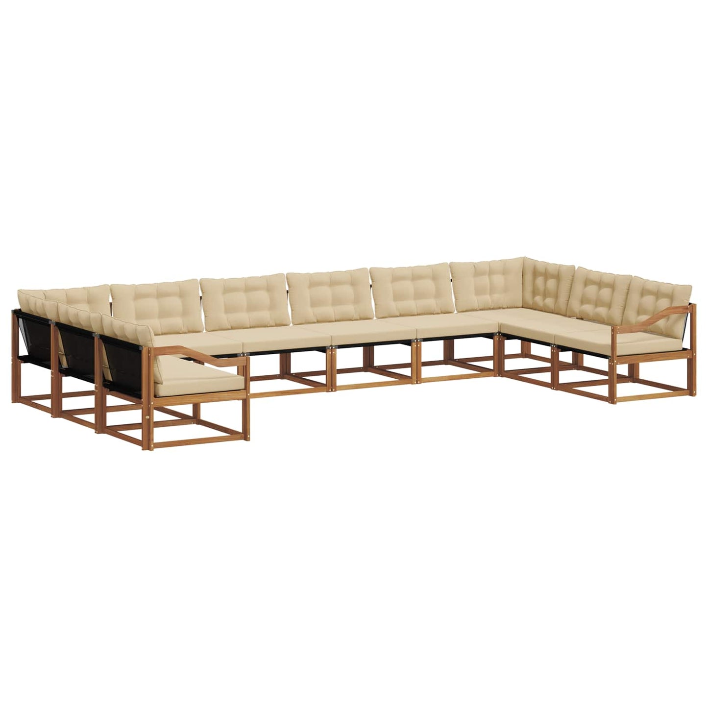 Set di divani da esterno con cuscino 10 pcs Naturale e Beige | homemem39