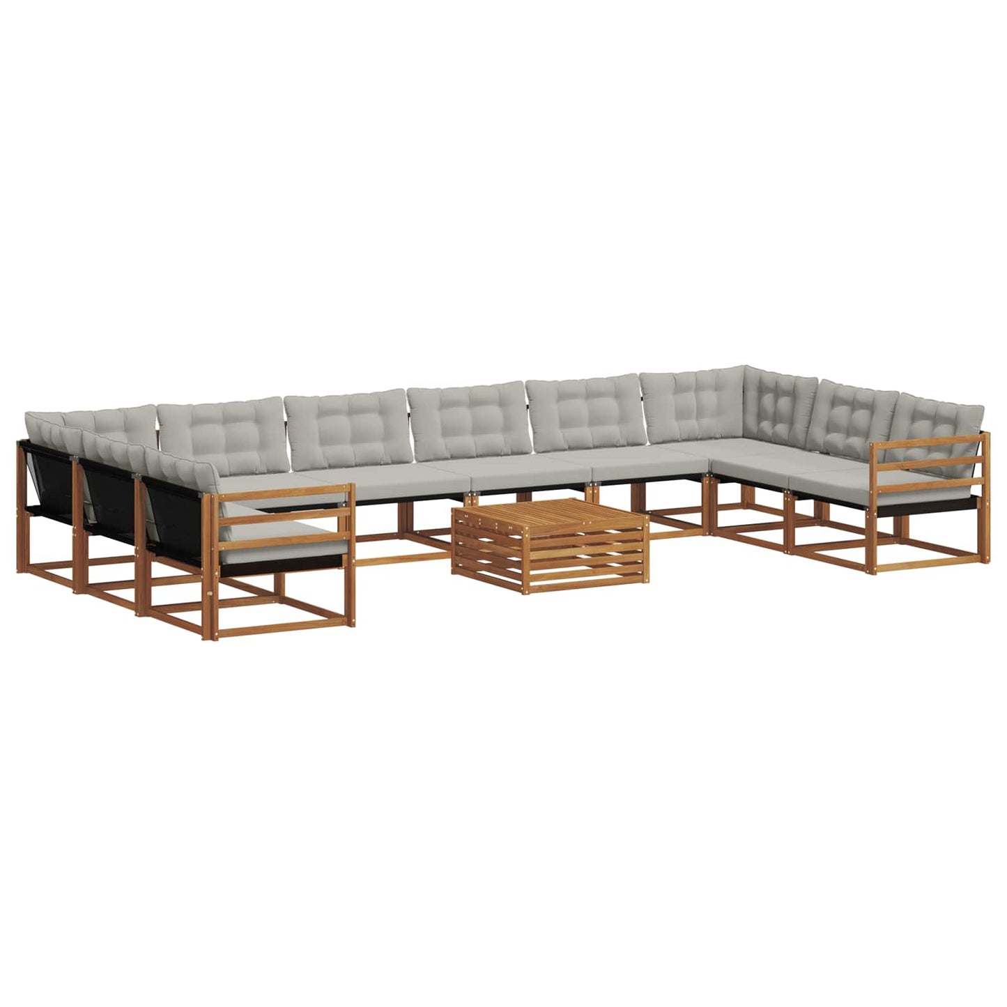 Set di divani da esterno 11 pcs Grigio Naturale e Chiaro | homemem39