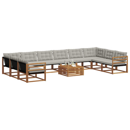 Set di divani da esterno 11 pcs Grigio Naturale e Chiaro | homemem39