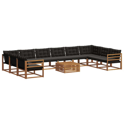Set di divani da esterno con cuscino 11 pcs Naturale e Nero | homemem39