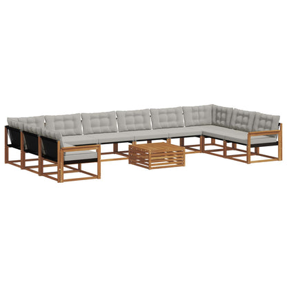 Set di divani da esterno 11 pcs Grigio Naturale e Chiaro | homemem39