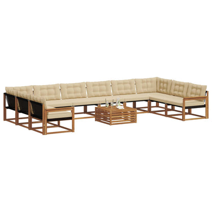 Set di divani da esterno con cuscino 11 pcs Naturale e Beige