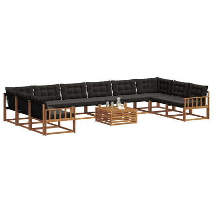 Set di divani da esterno con cuscino 11 pcs Naturale e Nero