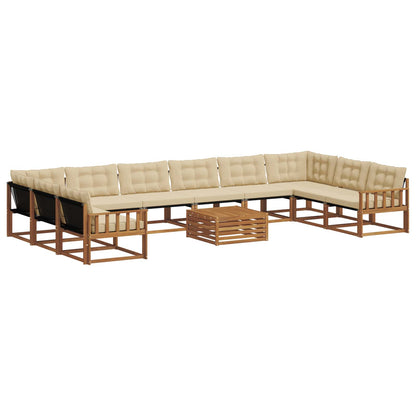 Set di divani da esterno con cuscino 11 pcs Naturale e Beige | homemem39