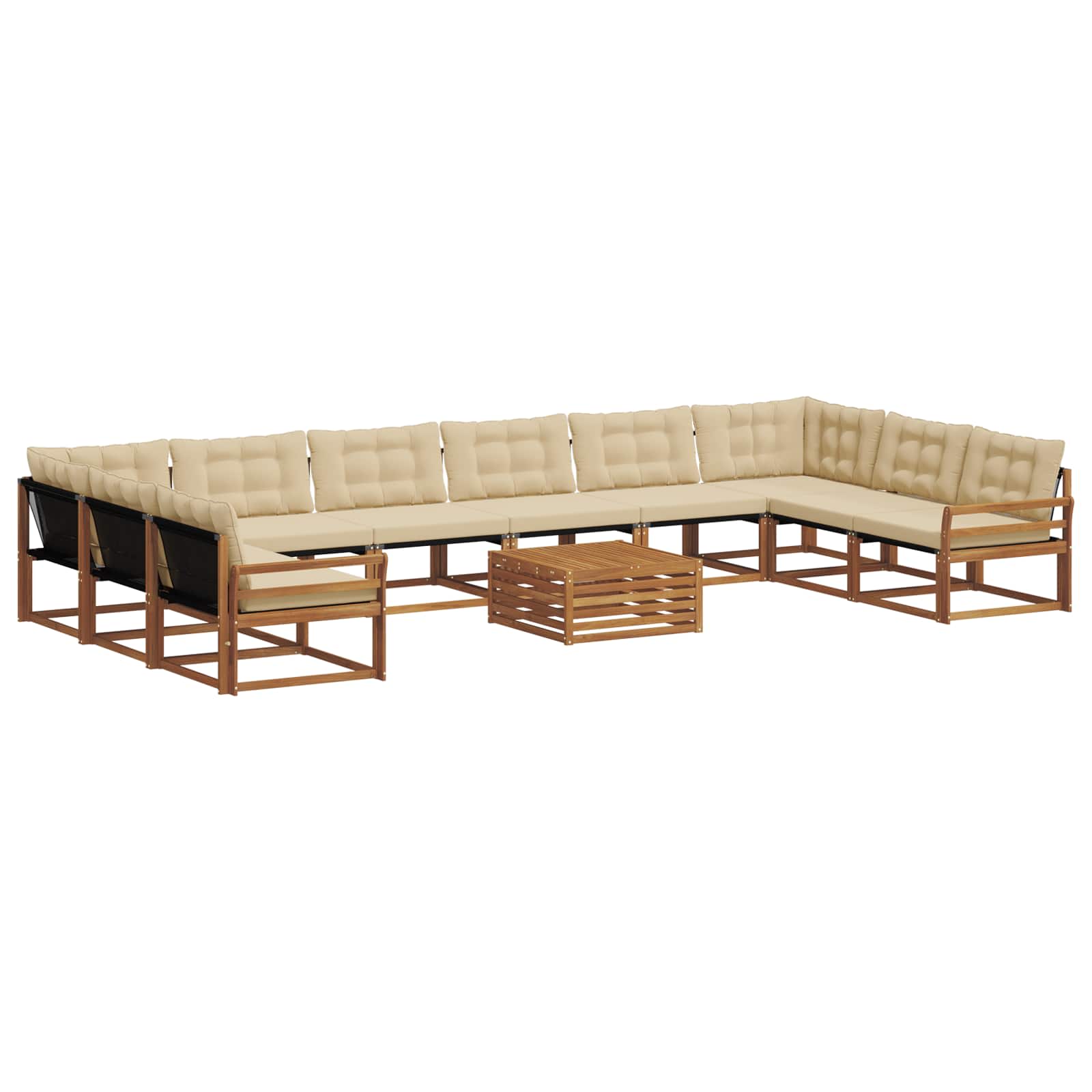 Set di divani da esterno con cuscino 11 pcs Naturale e Beige | homemem39