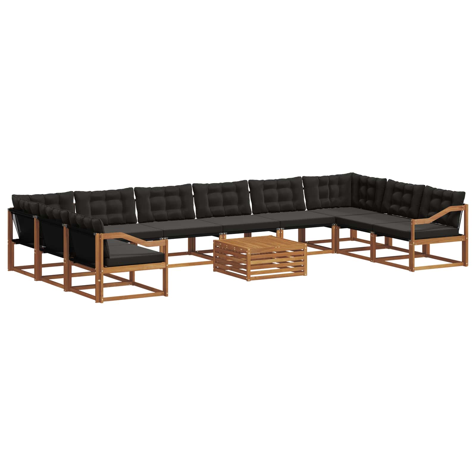 Set di divani da esterno con cuscino 11 pcs Naturale e Nero | homemem39