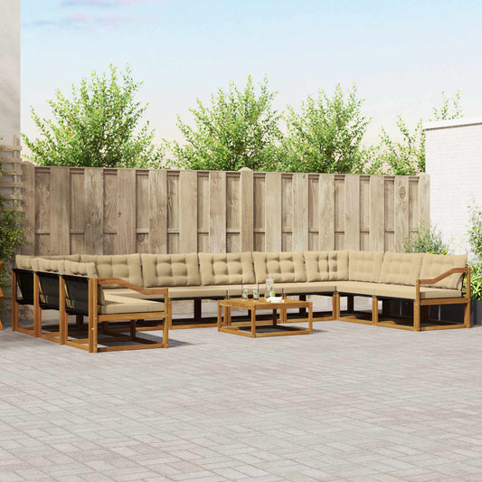 Set di divani da esterno con cuscino 11 pcs Naturale e Beige