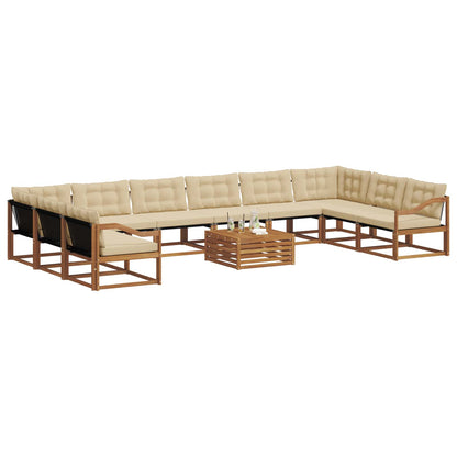 Set di divani da esterno con cuscino 11 pcs Naturale e Beige