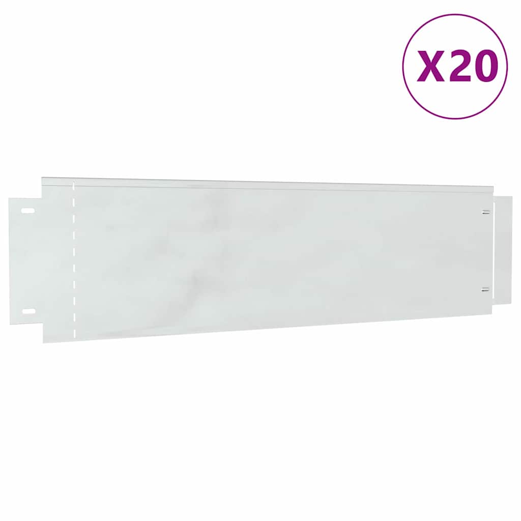 Bordure per prato 20 pcs Argento 100 x 25 x 0,07 cm | homemem39