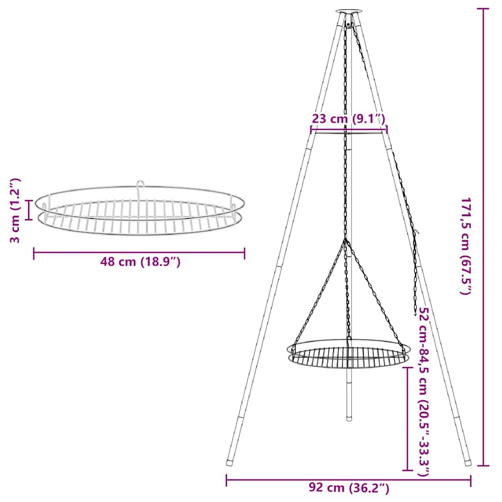Treppiede da Campeggio 2 pcs Nero Acciaio | homemem39