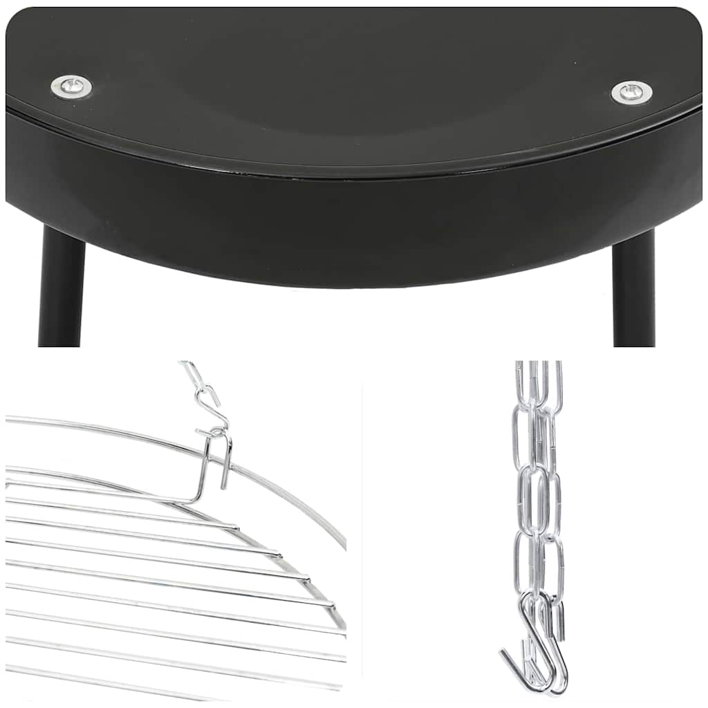 Treppiede da Campeggio 3 pcs Nero Acciaio | homemem39