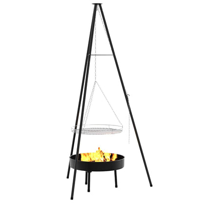 Treppiede da Campeggio 3 pcs Nero Acciaio | homemem39