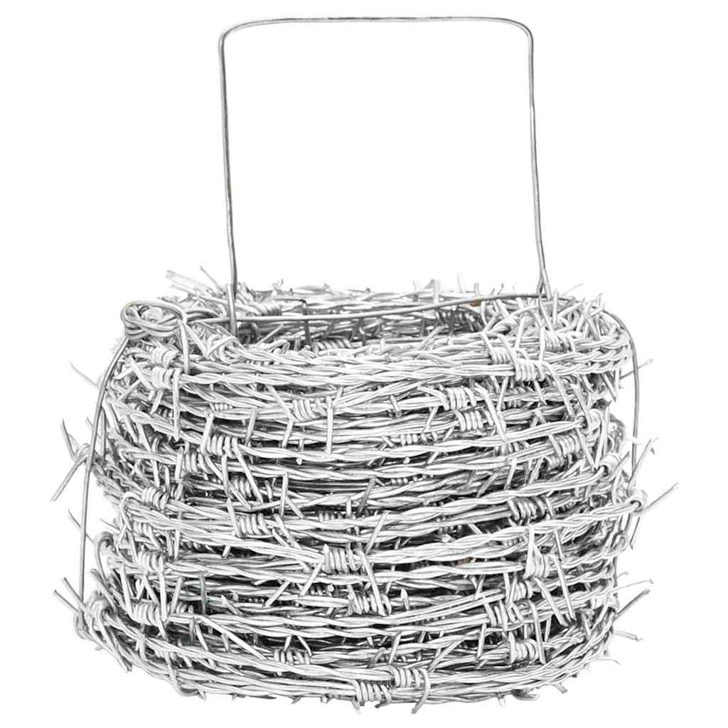 Fil di Ferro Spinato Argento 50 m Acciaio Zincato a Caldo