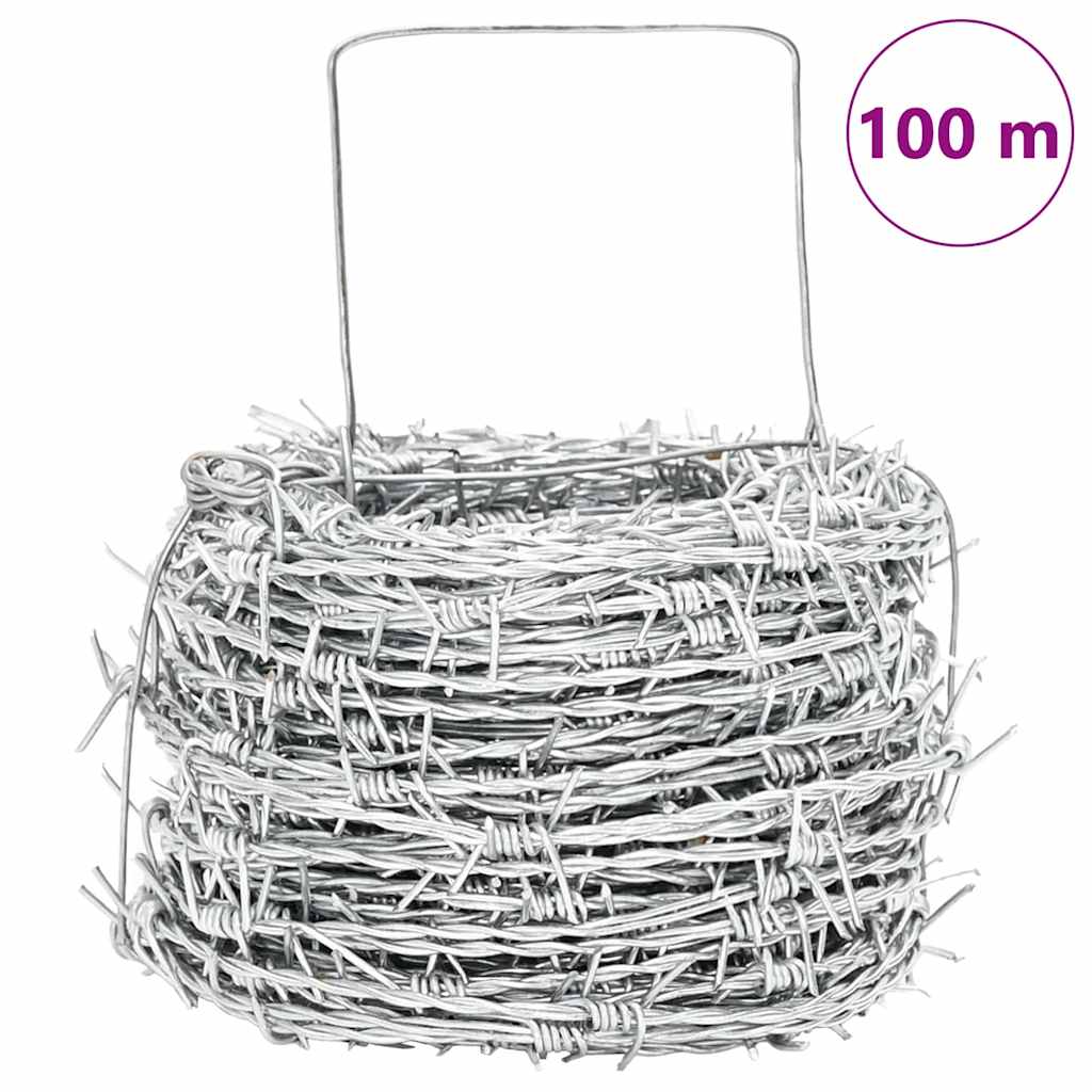 Fil di Ferro Spinato Argento 100 m Acciaio Zincato a Caldo | homemem39