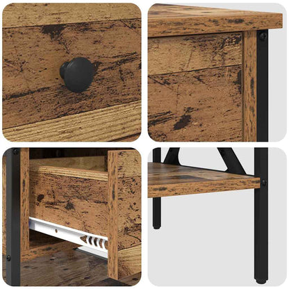 Comodino con cassetto 2 pcs Legno vecchio 40 x 42 x 45 cm | homemem39