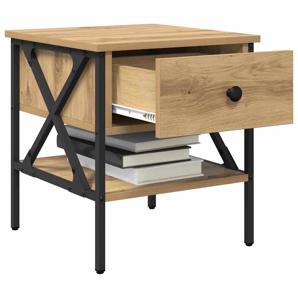 Comodino con cassetto rovere artigianale 40 x 42 x 45 cm