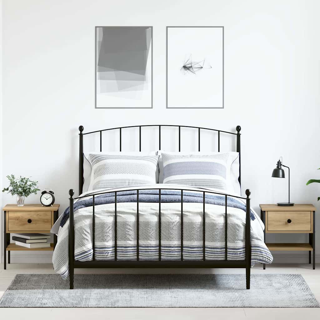 Comodino con cassetto 2 pcs rovere artigianale 40 x 42 x 45 cm