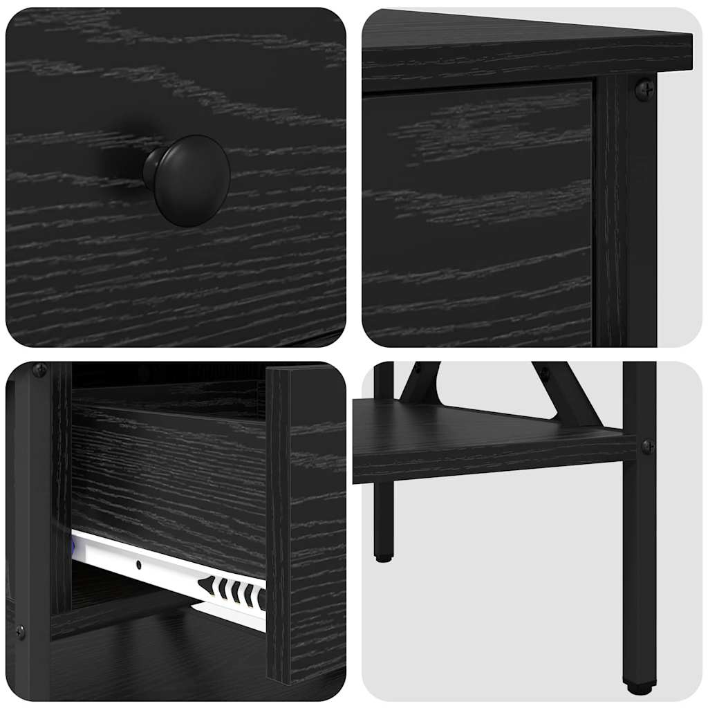 Comodino con cassetto Rovere nero 40 x 42 x 45 cm