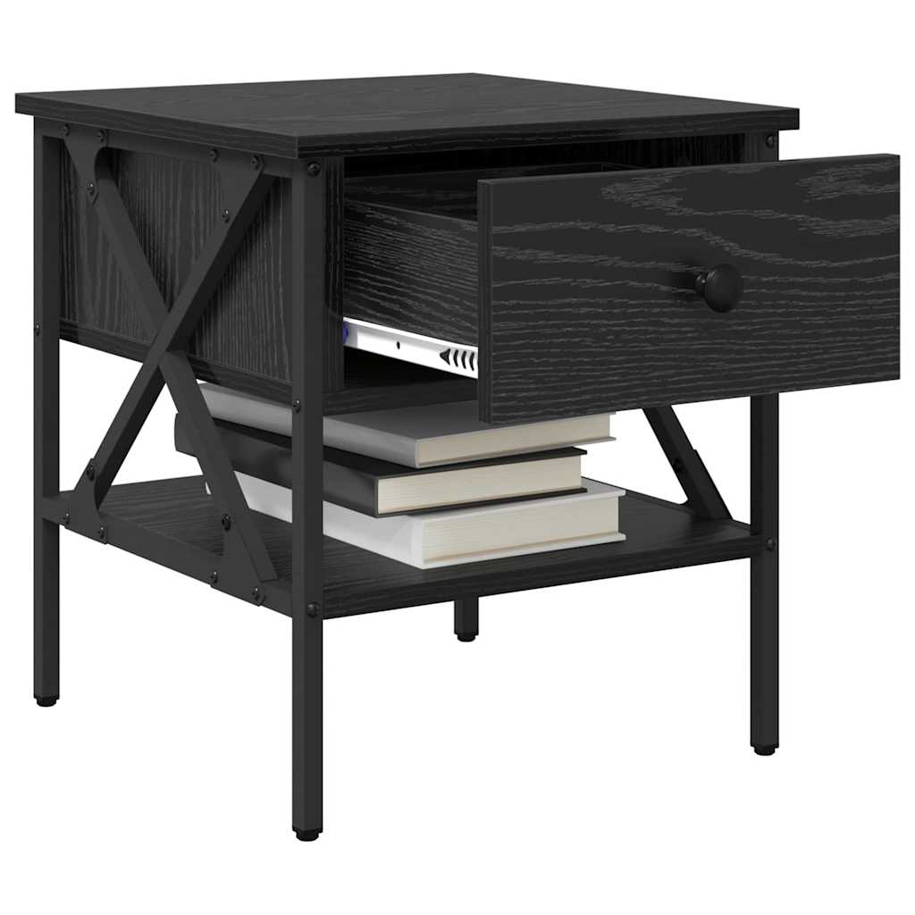 Comodino con cassetto 2 pcs Rovere nero 40 x 42 x 45 cm