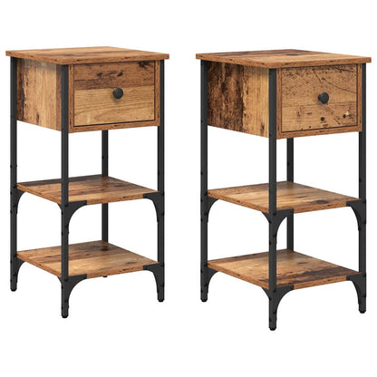 Armadio da Notte con cassetto 2 pcs Marrone 33.5 x 36 x 70 cm | homemem39