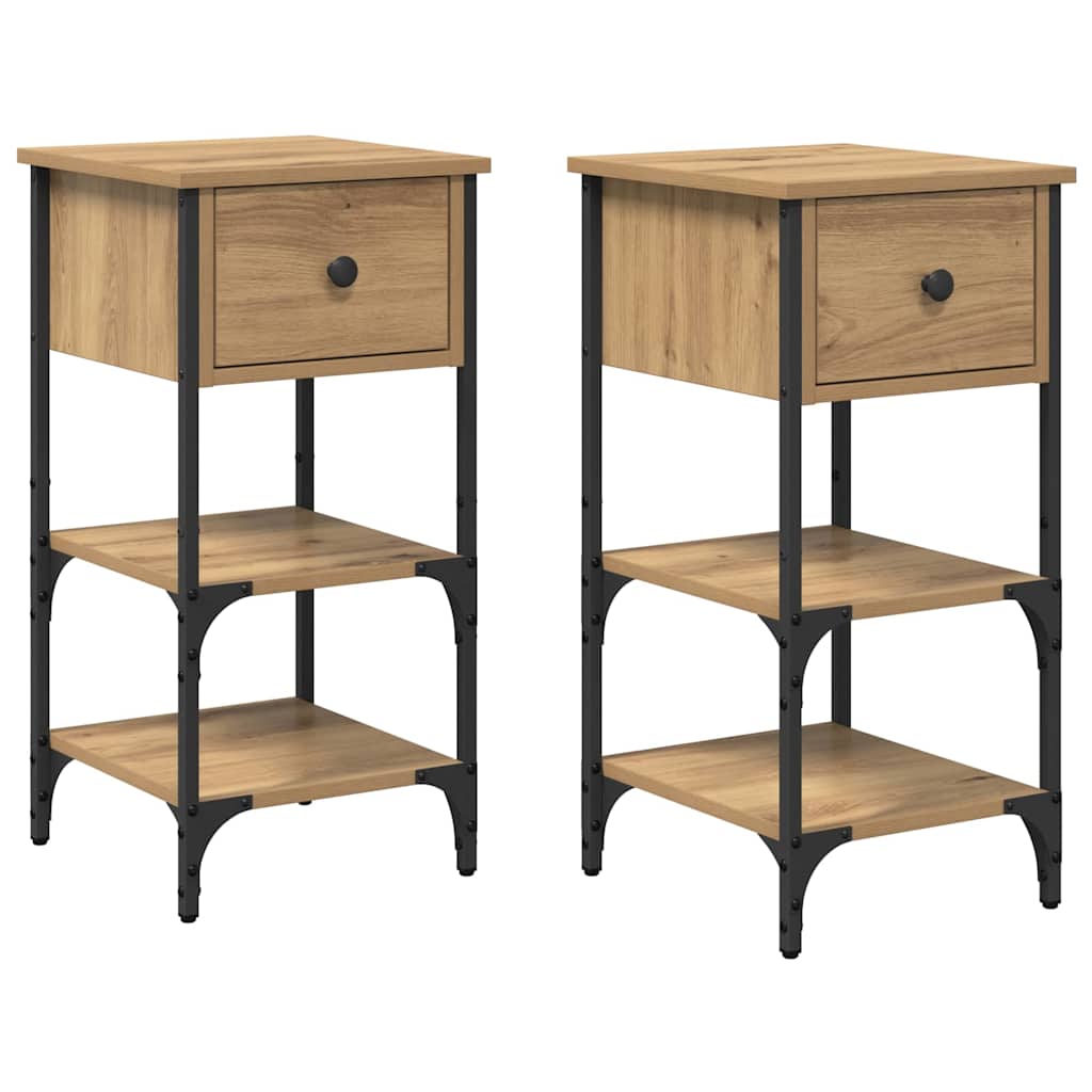 Armadio da Notte con cassetto 2 pcs Marrone 33.5 x 36 x 70 cm | homemem39