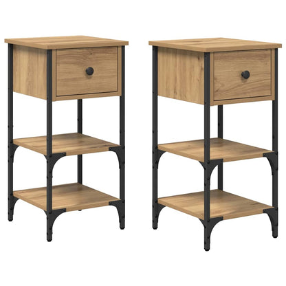 Armadio da Notte con cassetto 2 pcs Marrone 33.5 x 36 x 70 cm | homemem39