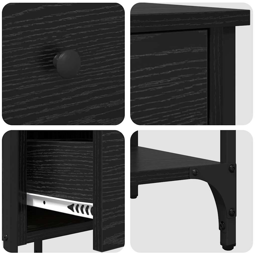 Armadio da Notte con cassetto Rovere Nero 33.5 x 36 x 70 cm | homemem39