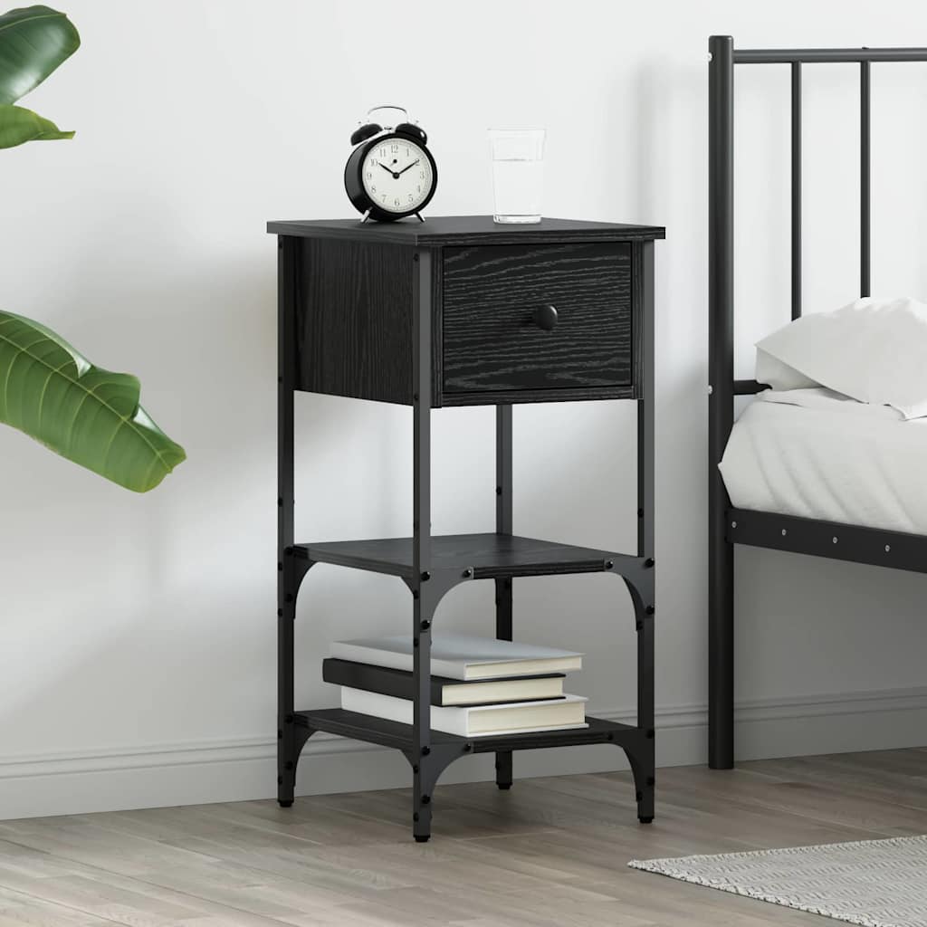 Armadio da Notte con cassetto Rovere Nero 33.5 x 36 x 70 cm