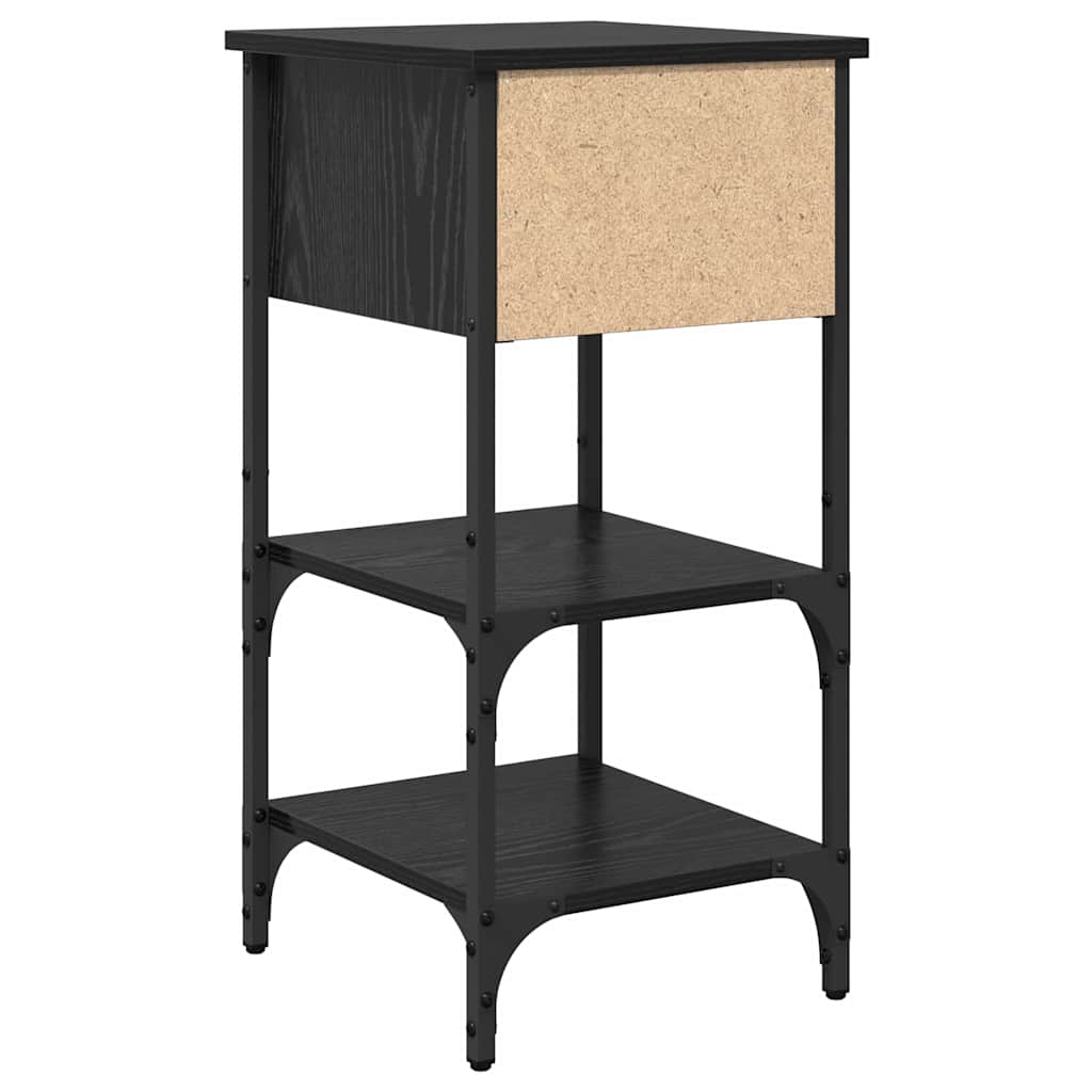 Armadio da Notte con cassetto Rovere Nero 33.5 x 36 x 70 cm | homemem39