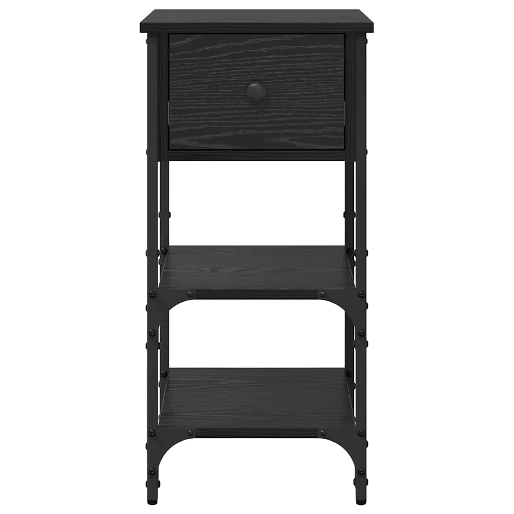 Armadio da Notte con cassetto Rovere Nero 33.5 x 36 x 70 cm | homemem39