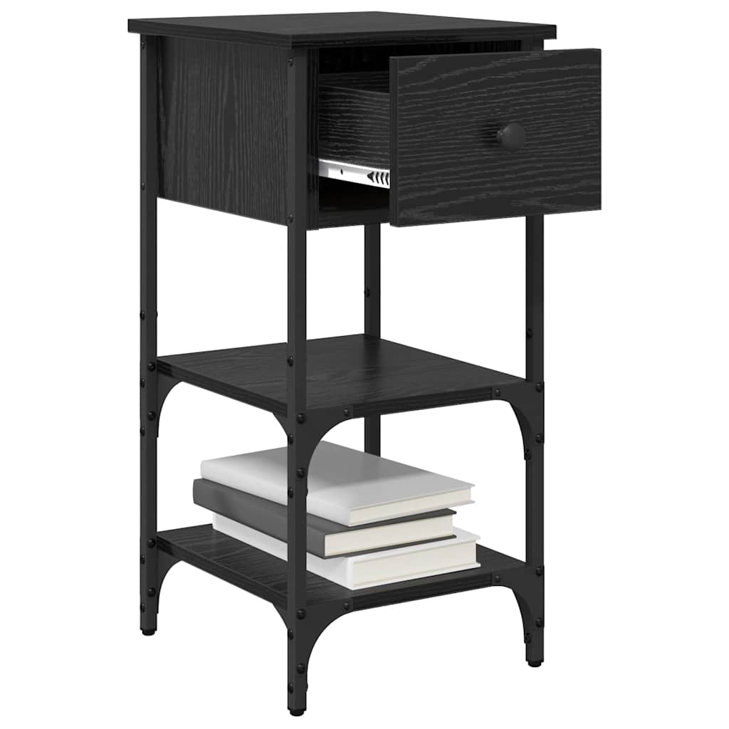 Armadio da Notte con cassetto Rovere Nero 33.5 x 36 x 70 cm | homemem39