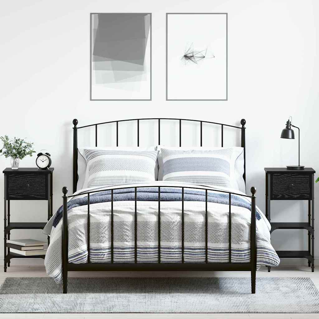 Armadio da Notte 2 pcs Rovere Nero 33.5 x 36 x 70 cm | homemem39