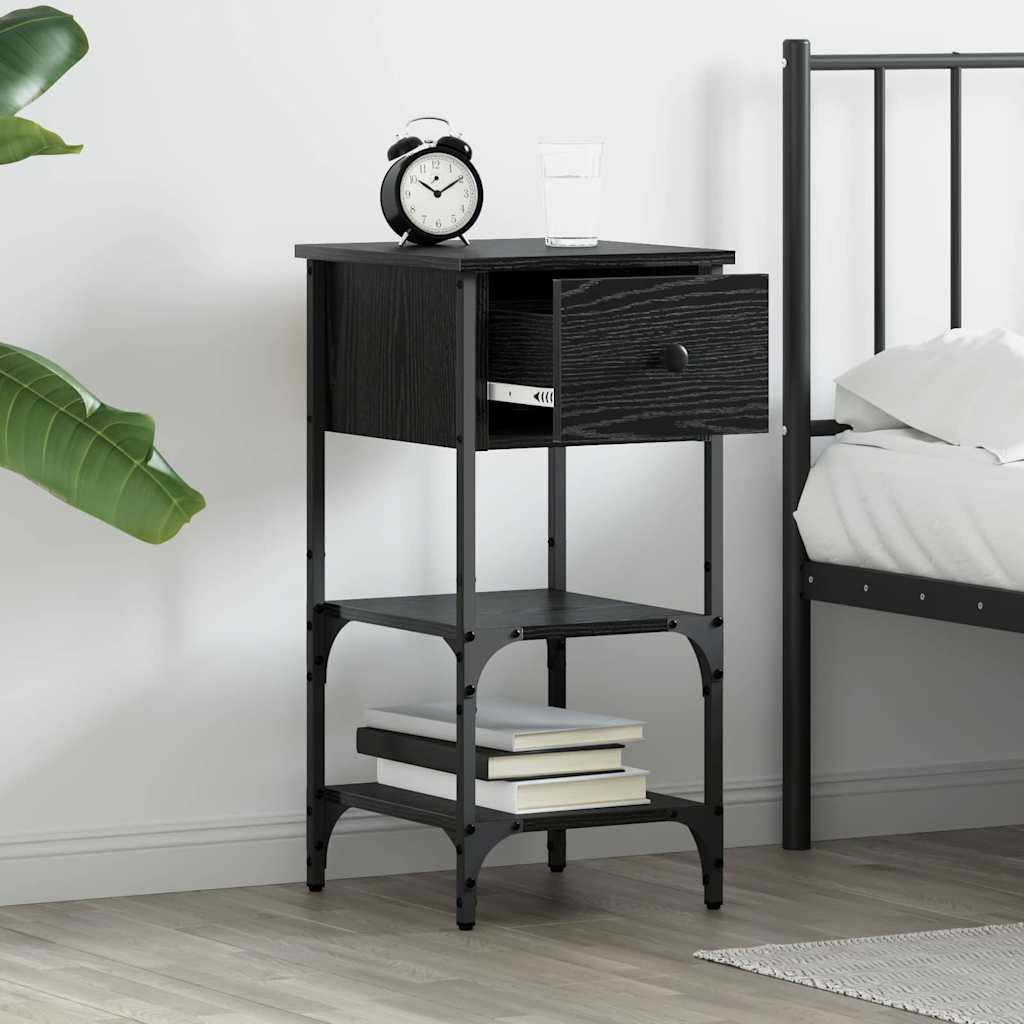 Armadio da Notte 2 pcs Rovere Nero 33.5 x 36 x 70 cm | homemem39