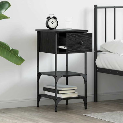 Armadio da Notte 2 pcs Rovere Nero 33.5 x 36 x 70 cm | homemem39