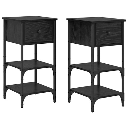 Armadio da Notte 2 pcs Rovere Nero 33.5 x 36 x 70 cm | homemem39