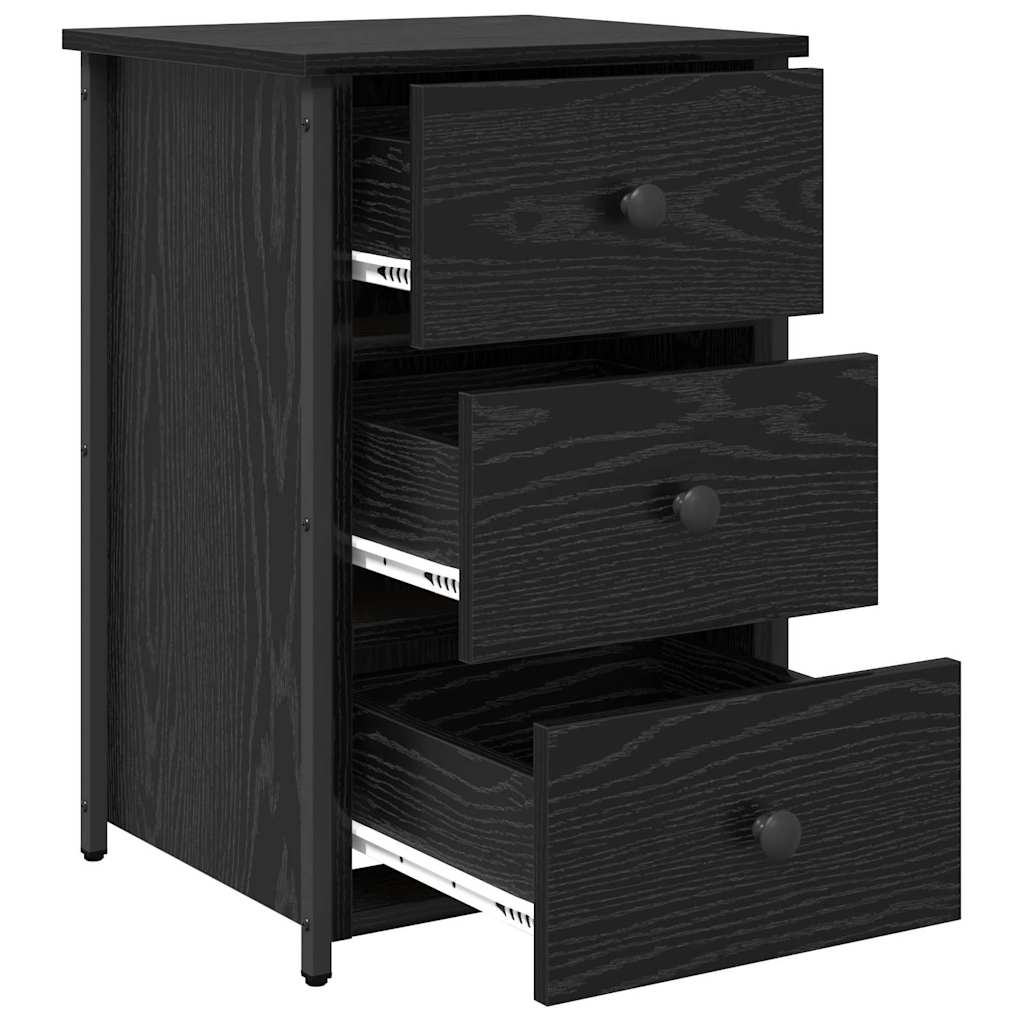 Mobile da Comodino con cassetto Rovere nero 40 x 36 x 60 cm