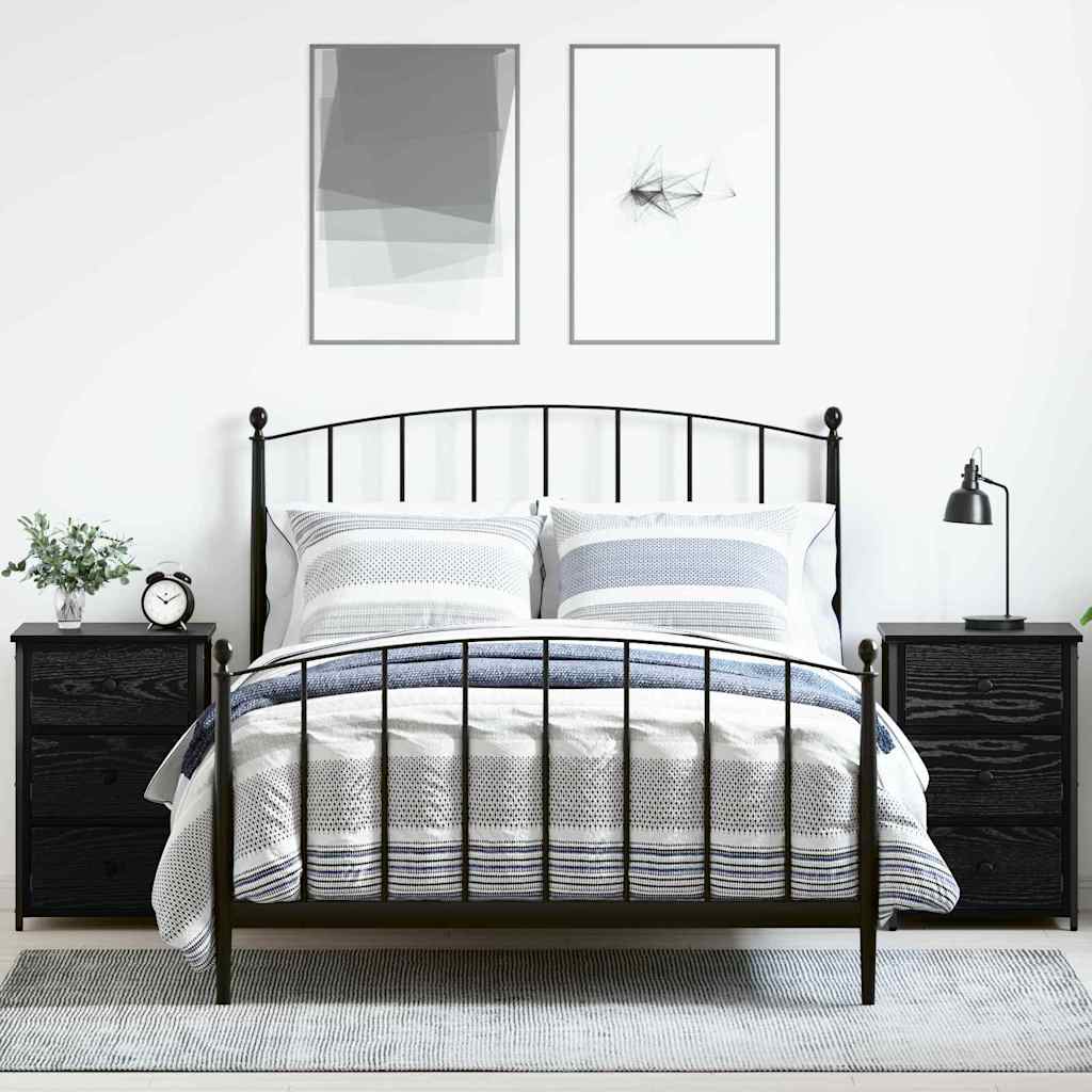 Armadio da Notte con cassetto 2 pcs Rovere nero