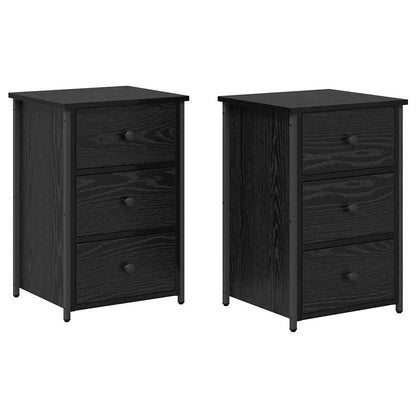 Armadio da Notte con cassetto 2 pcs Rovere nero