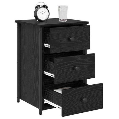 Armadio da Notte con cassetto 2 pcs Rovere nero