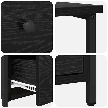 Armadio da Notte con cassetto 2 pcs Rovere nero 30 x 60 x 60 cm
